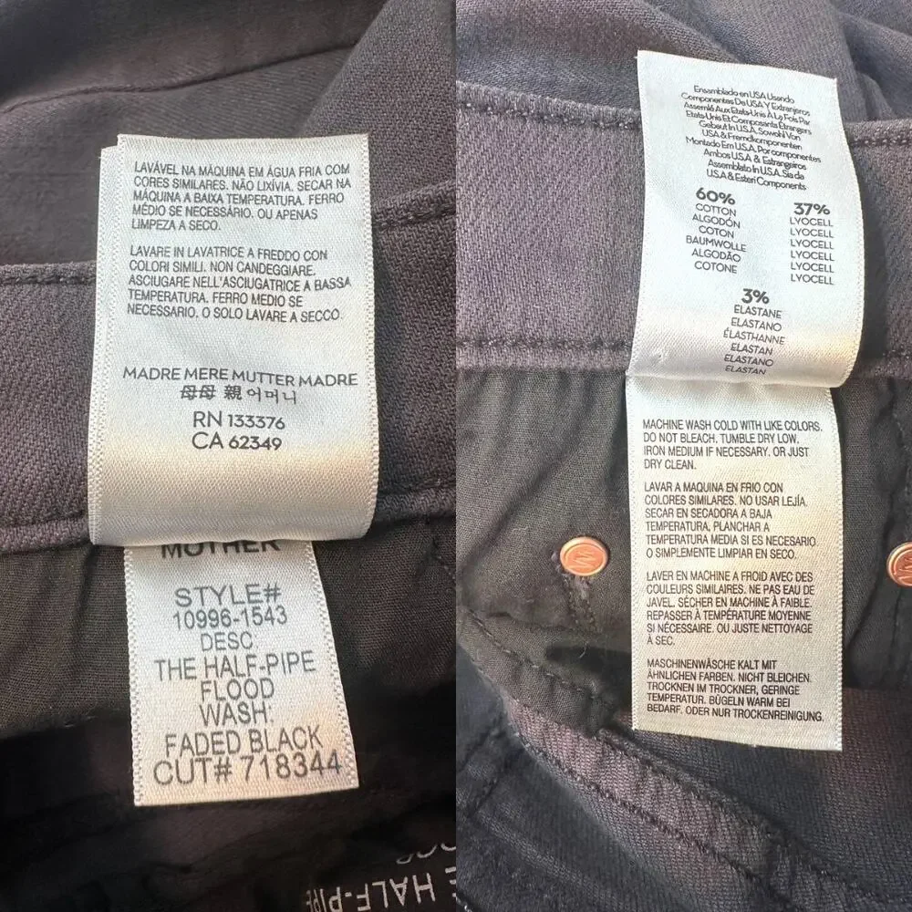 MOTHER The Half Pipe Flood Jeans 29 Cats And Dogs Faded Black NEW - Picture 11 of 12